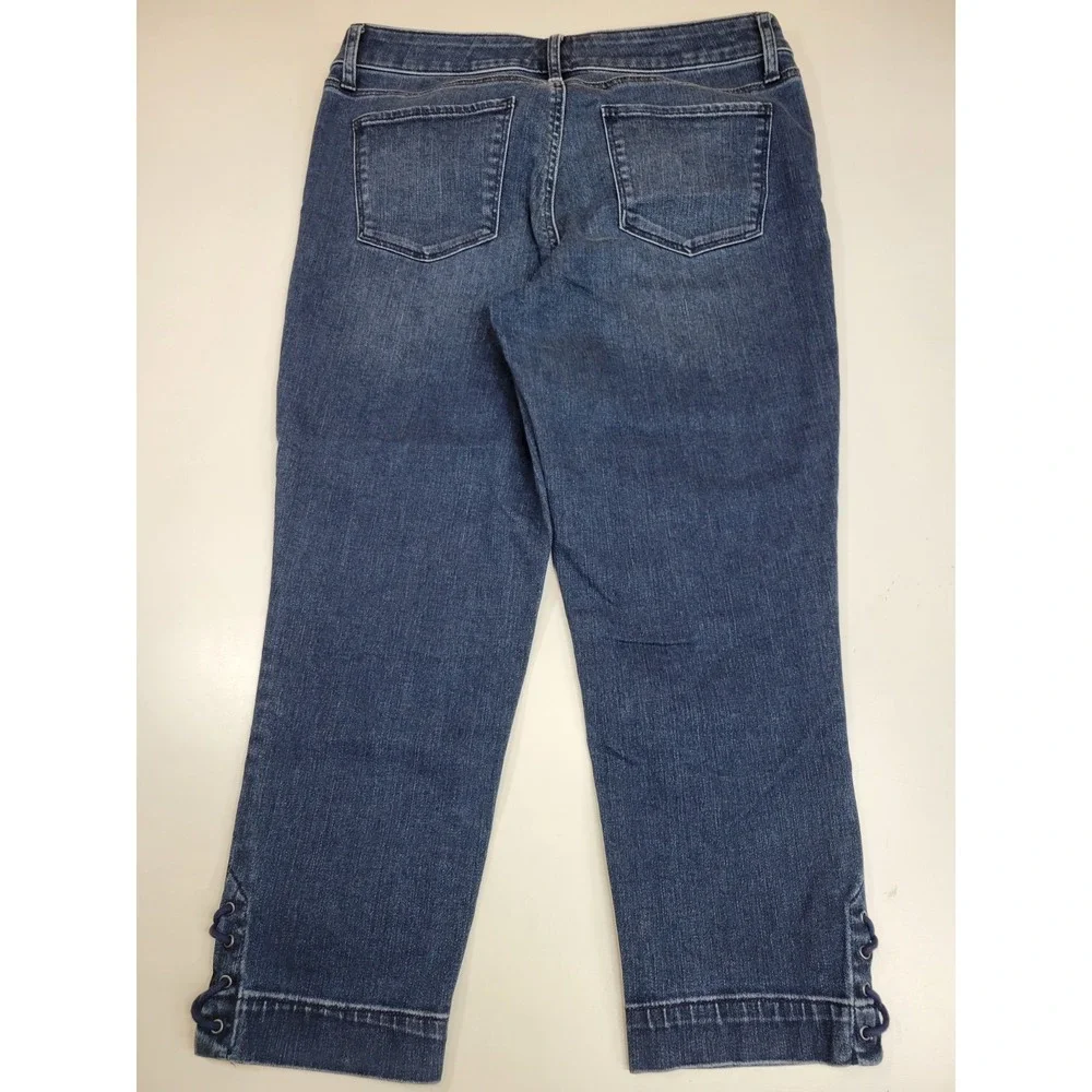 Talbots Flawless Five Pocket Jeans Womens 10P Petite Crop Capri Lace Up Stretch